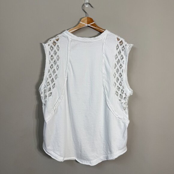 Free People Table for Two Tee T-Shirt Women's Small White Lace Crochet Boho NWOT - Picture 5 of 14